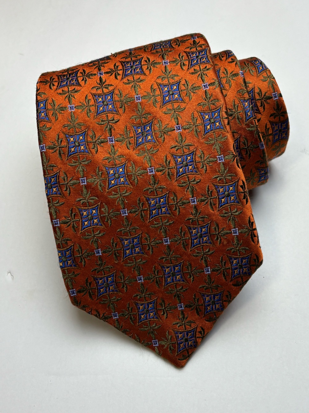 Robert Talbott‎ Rust Orange Geometric Silk Tie